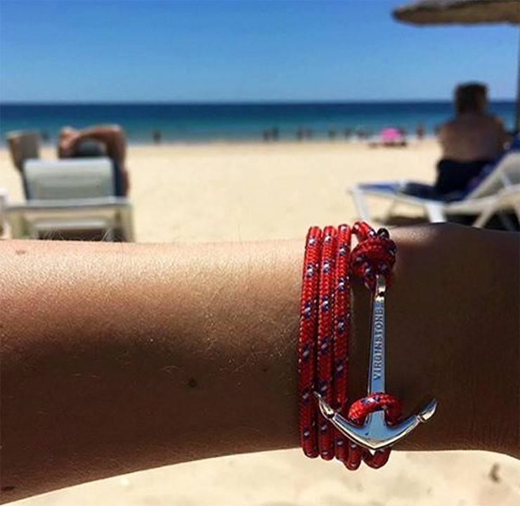Virginstone Bracelet - Anchor Bracelet Red + Silver beach