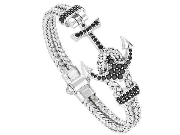 Bracelet - 18K WHITE GOLD ANCHOR BANGLE