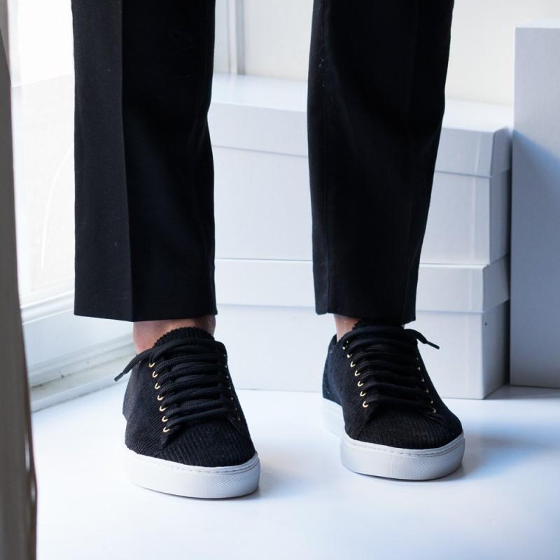 Shoes - BLACK CORDUROY SNEAKERS