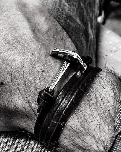 ブレスレット [LANARCH][2179] Black Leather Hook Bracelet Leather Fish Hook Bracelets - Etsy