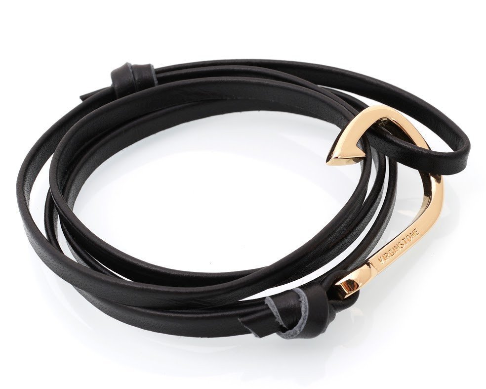 Loop Hook Bracelet Black Basalt / Gold Vermeil / L