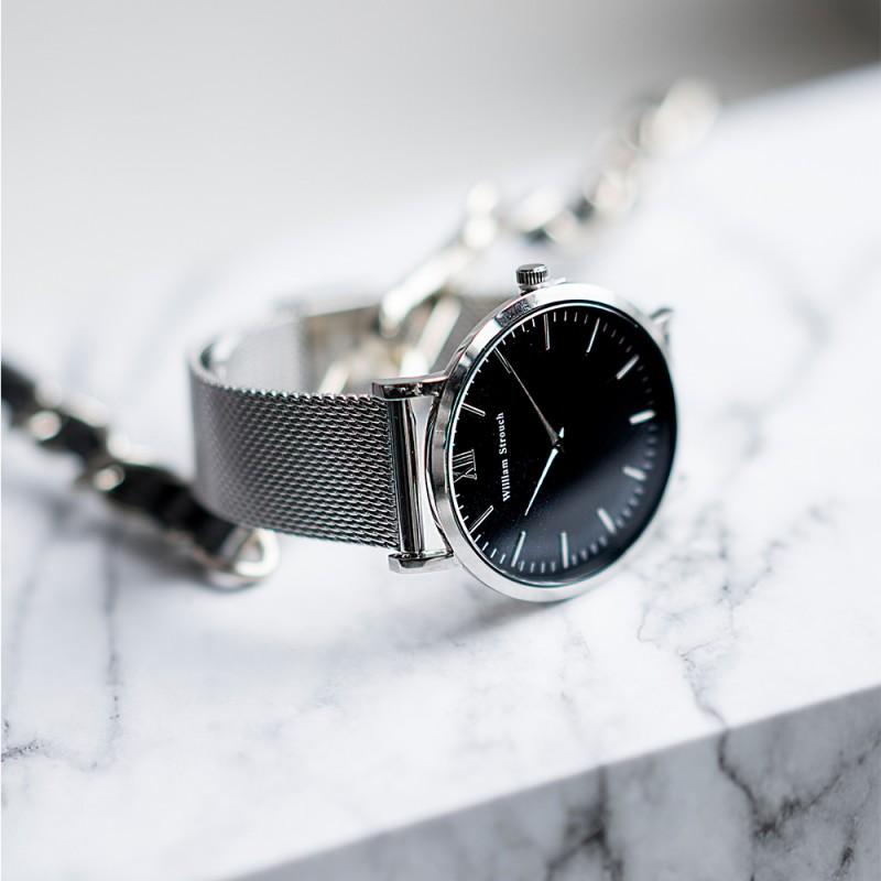 Watch - BLACK AND SILVER + SILVER STRAP